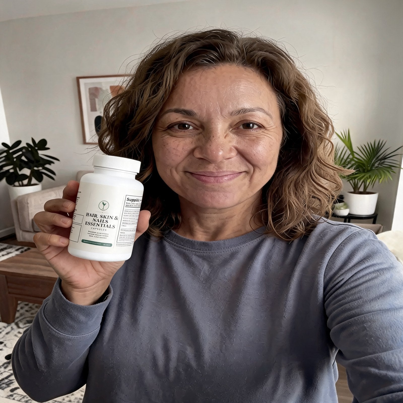 Customer holding Hair, Skin & Nails Essentials