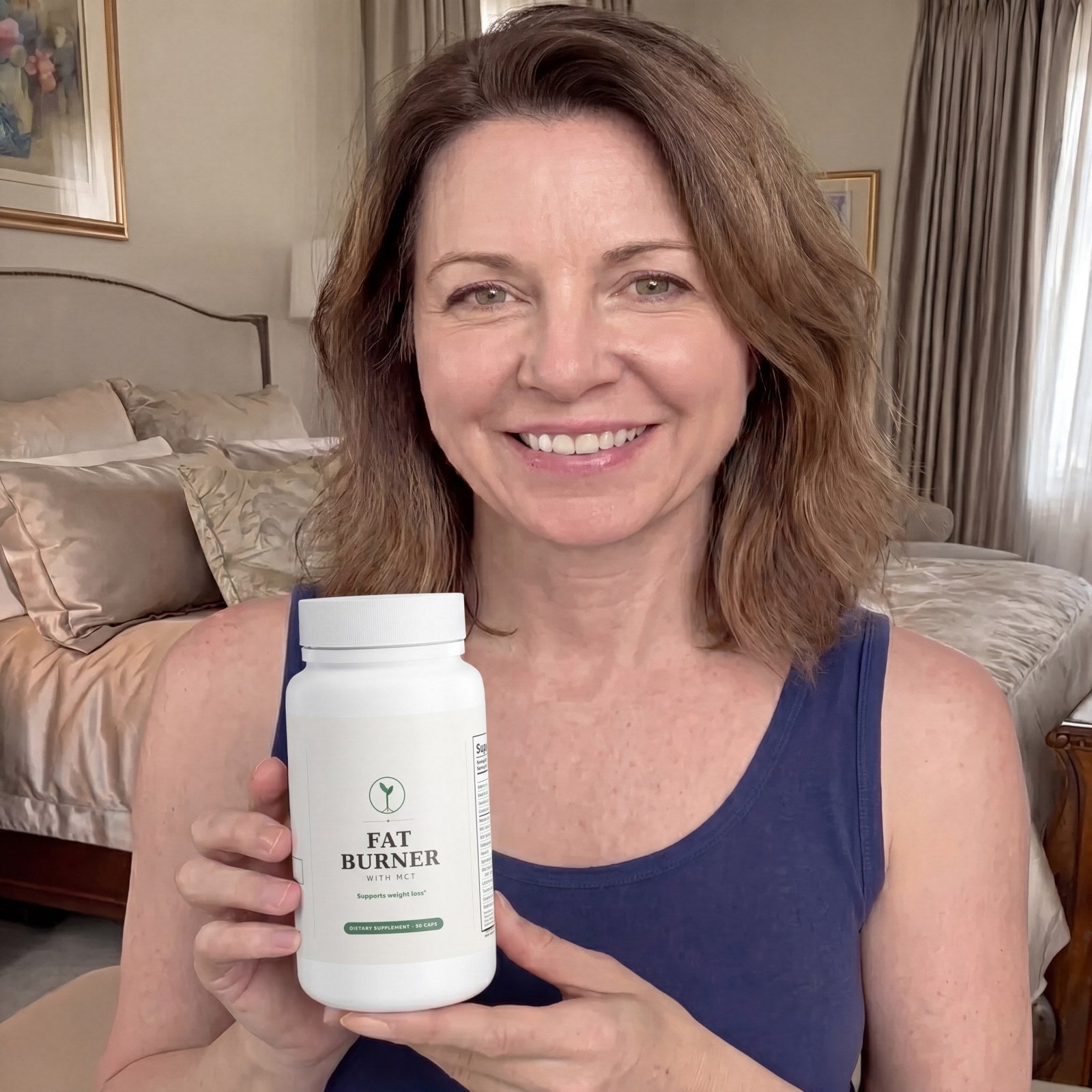 Customer holding Fat Burner with MCT