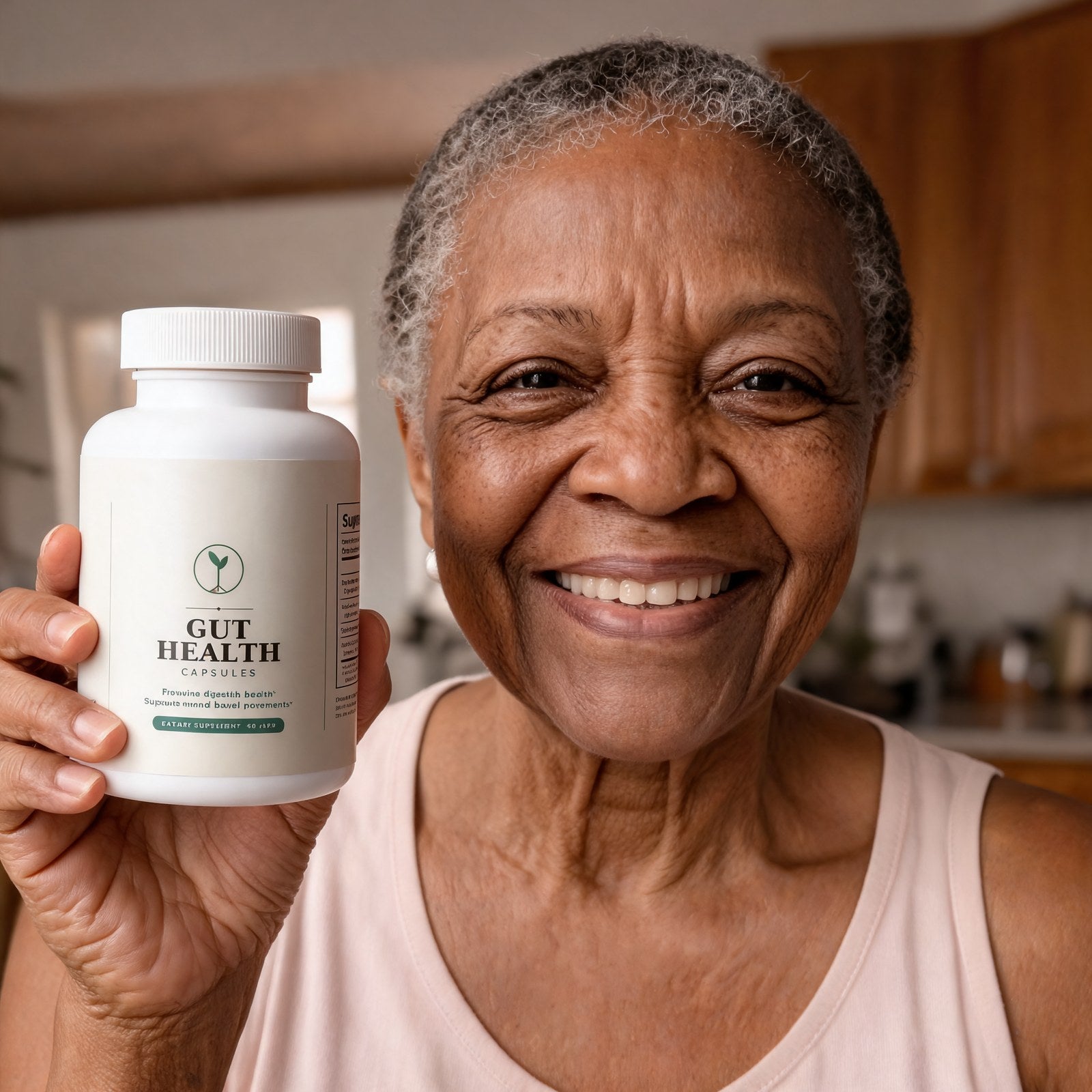 Customer holding Gut Health Capsules